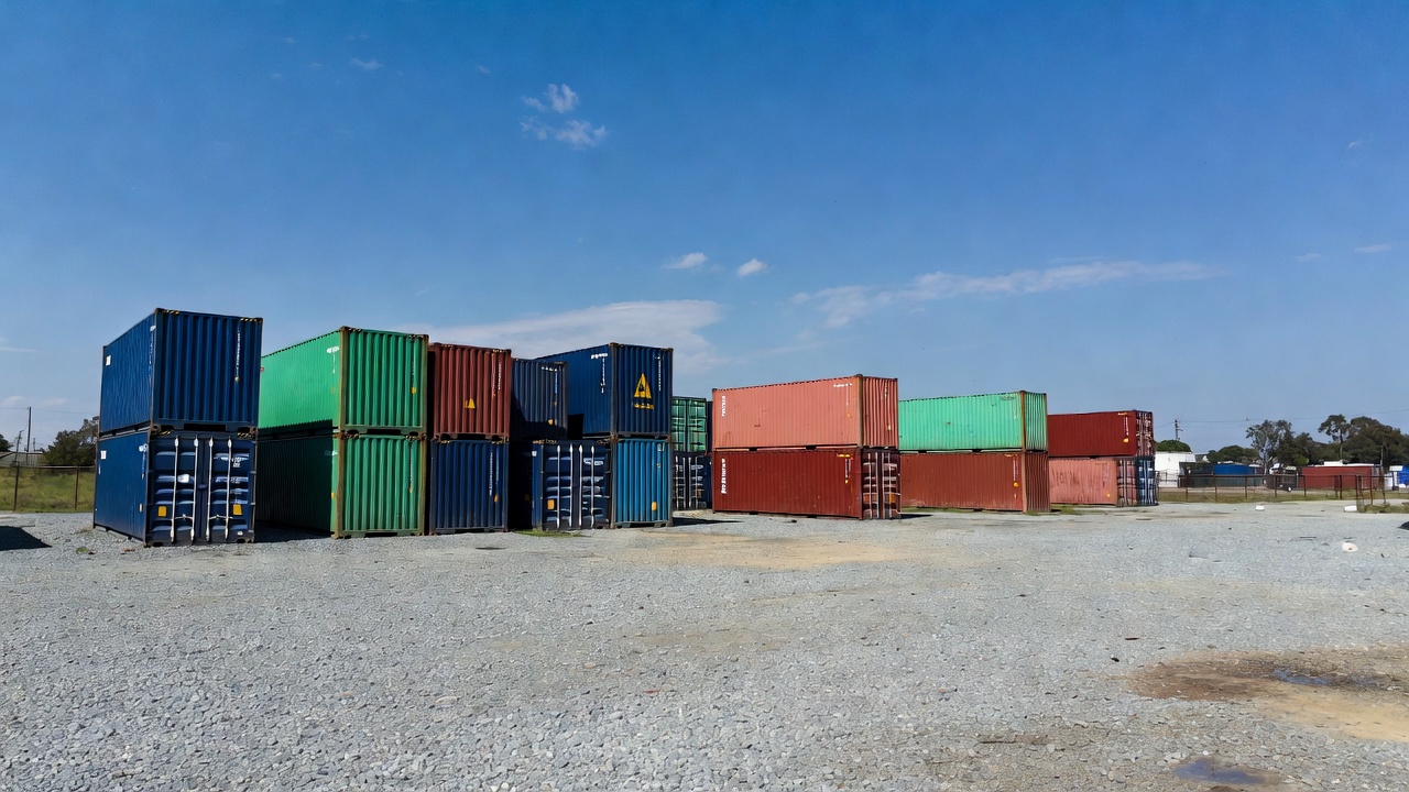Shipping containers at a depot