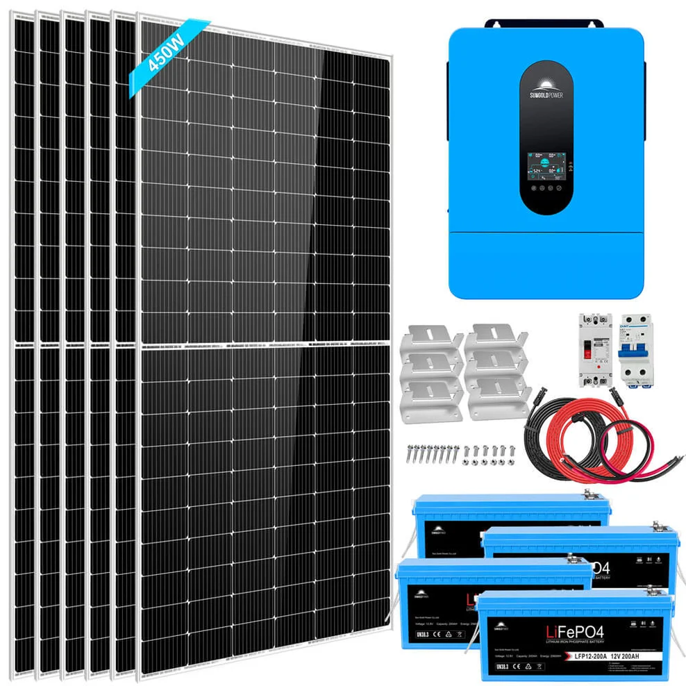 SunGoldPower SGK-65PRO complete off-grid solar kit with 450W panels, inverter and four LiFePO4 batteries